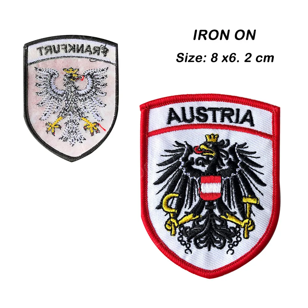 Parche bordado de bandera de Austria, parches a rayas para decoración de ropa, alta calidad, Bandera de águila, apliques tácticos del ejército militar - imagen 2