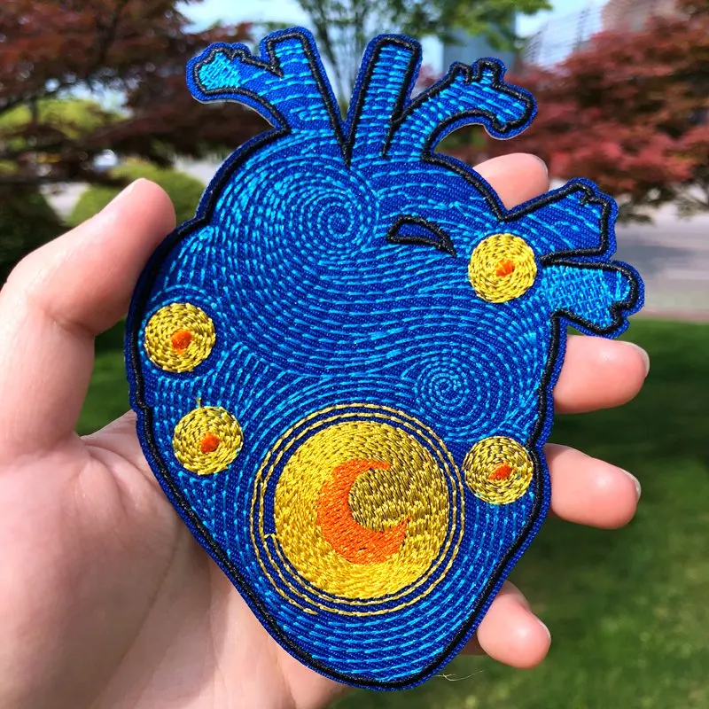 Parche Prajna Van Gogh, parches bordados para ropa, parches para planchar, parches ondulados de dibujos animados para ropa, apliques, insignias a rayas - imagen 5