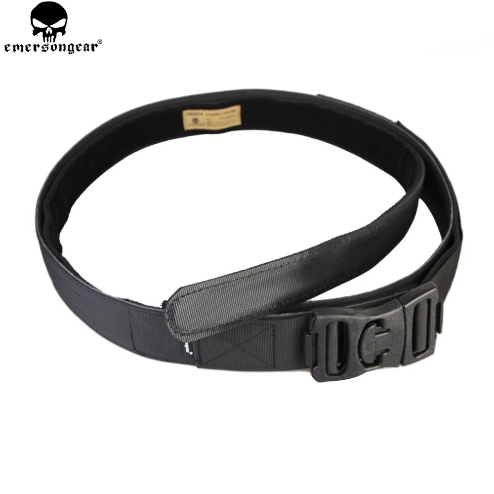 Emersongear-cinturones interiores tácticos competitivos para caza, Airsoft, deporte al aire libre, gancho y bucle ajustables, correa de cintura de combate BK EM9237 - imagen 3