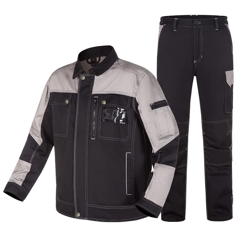 Conjunto de ropa de trabajo 100% de algodón para hombres y mujeres, uniformes duraderos antiescaldado con múltiples bolsillos para taller de soldadura de reparador de fábrica - imagen 4