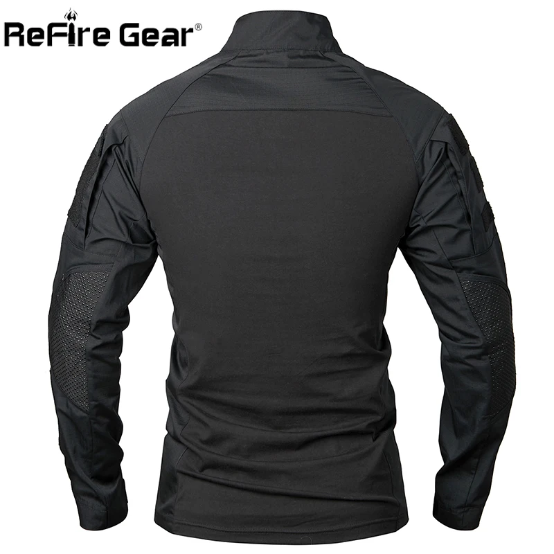 ReFire Gear-camisetas tácticas de camuflaje para hombre, camisas elásticas transpirables, militares, soldados SWAT de combate del Ejército, Verano - imagen 5