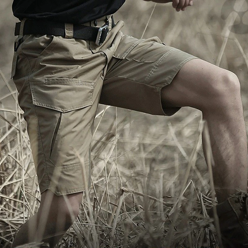 Pantalones cortos tácticos de camuflaje para hombre, pantalones cortos de combate de caza, pantalones cortos de carga con múltiples bolsillos, pantalones cortos de trabajo impermeables de verano - imagen 5