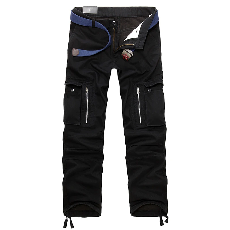 Pantalones holgados de forro polar para hombre, pantalón grueso y cálido para entrenamiento al aire libre, senderismo, Camping, con bolsillos y cremallera, estilo militar, Invierno - imagen 2