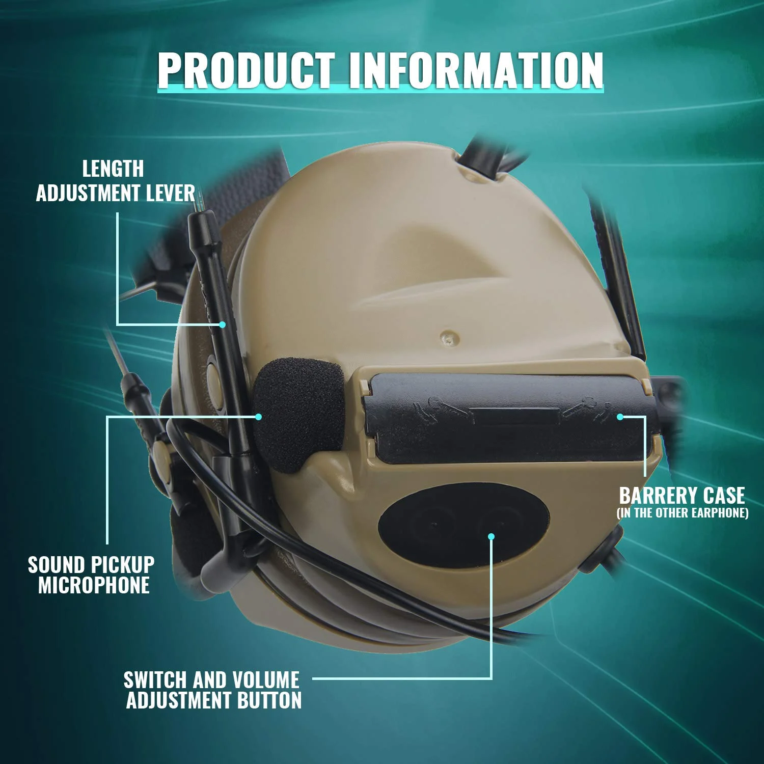 Softai-auriculares tácticos Comta II Sordin, cascos militares con cancelación activa de ruido, Airsoft, BaoFeng, PTT, para grabación de Radio - imagen 5