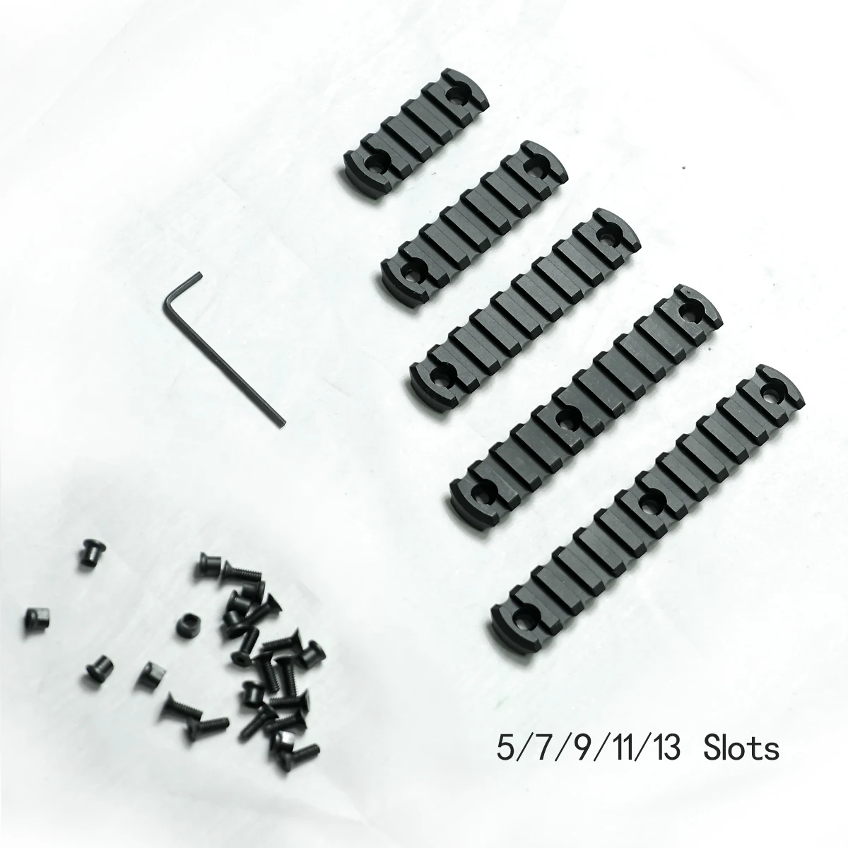 SKWGEAR Key Mod/M-LOK 6061-T6 riel Picatinny anodizado 5/7/9/11/13 ranuras/Weaver CNC juegos de segmentos de secciones de riel para guardamanos - imagen 2