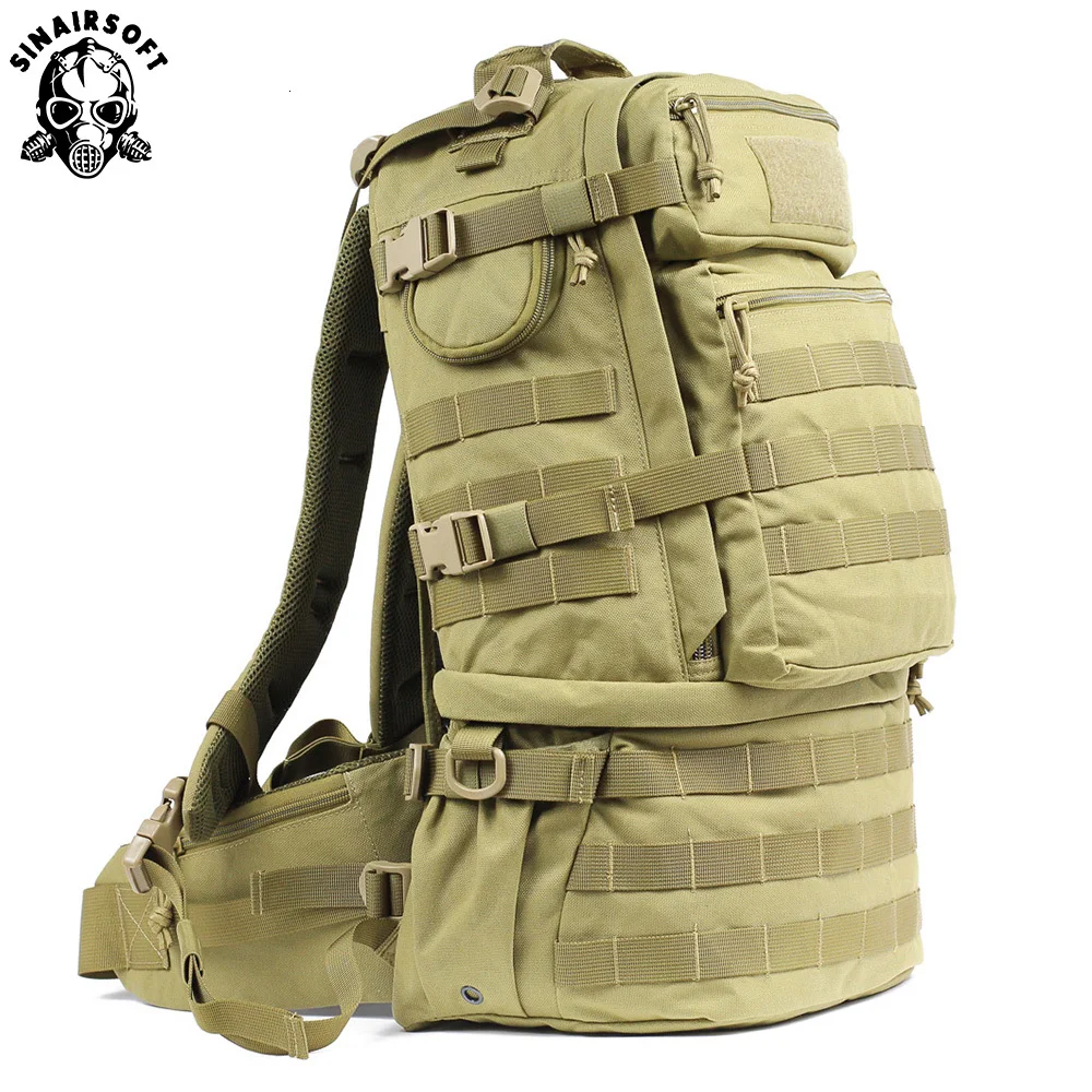 Mochila militar táctica multifunción para exteriores, bolsa Molle impermeable para pesca, senderismo, caza, Camping, 65L - imagen 2