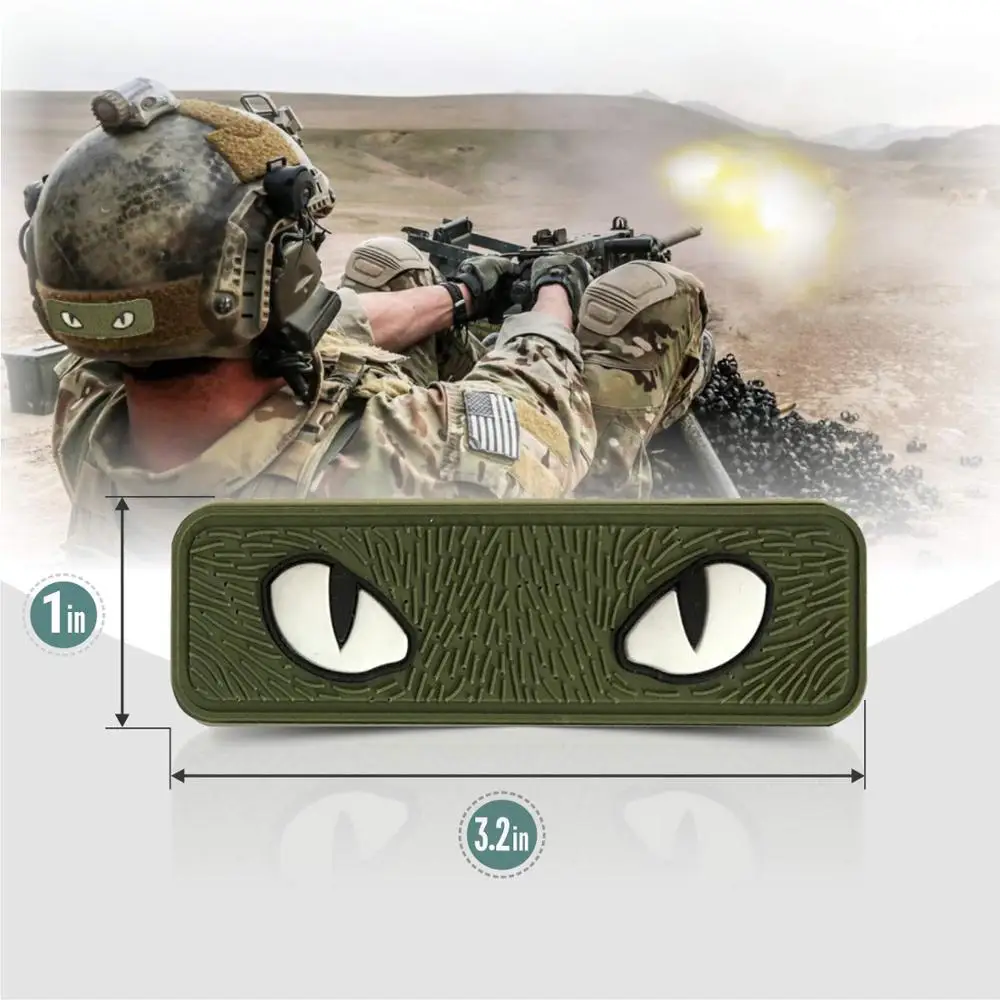 Parche táctico de ojos de gato, parche de insignia de etiqueta GITD que brilla en la oscuridad, bolsa de casco táctico, uniforme de chaqueta - imagen 3