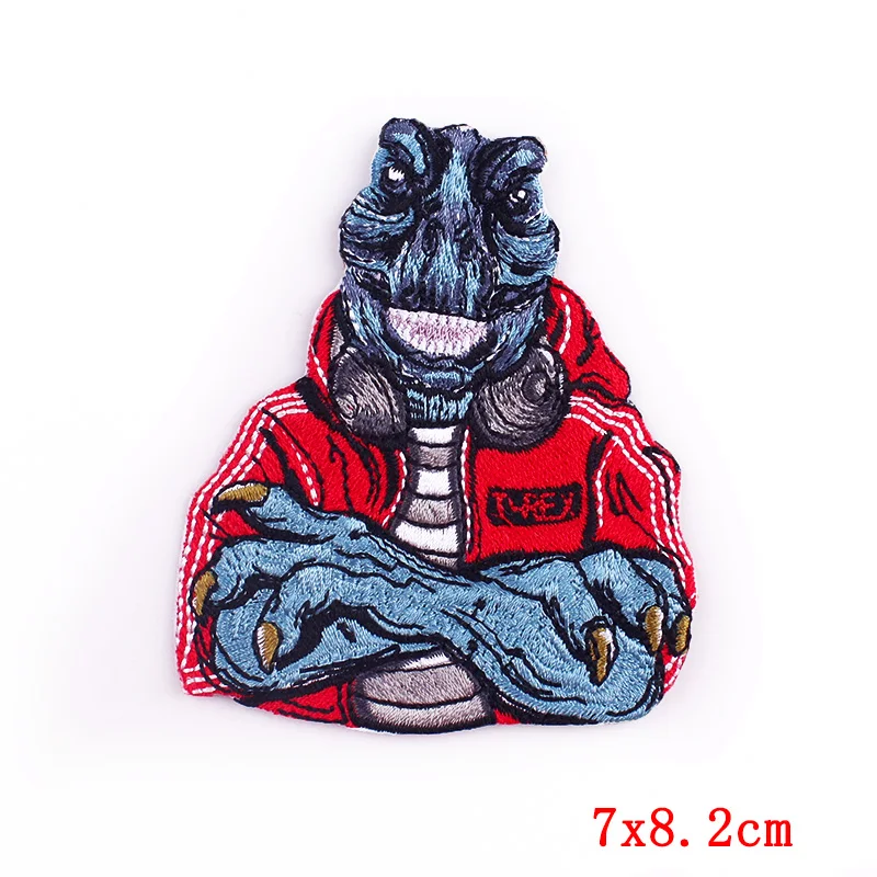 Parche bordado de dinosaurio Punk para ropa, parches bordados para planchar en monopatín, apliques de ropa, pegatinas - imagen 2