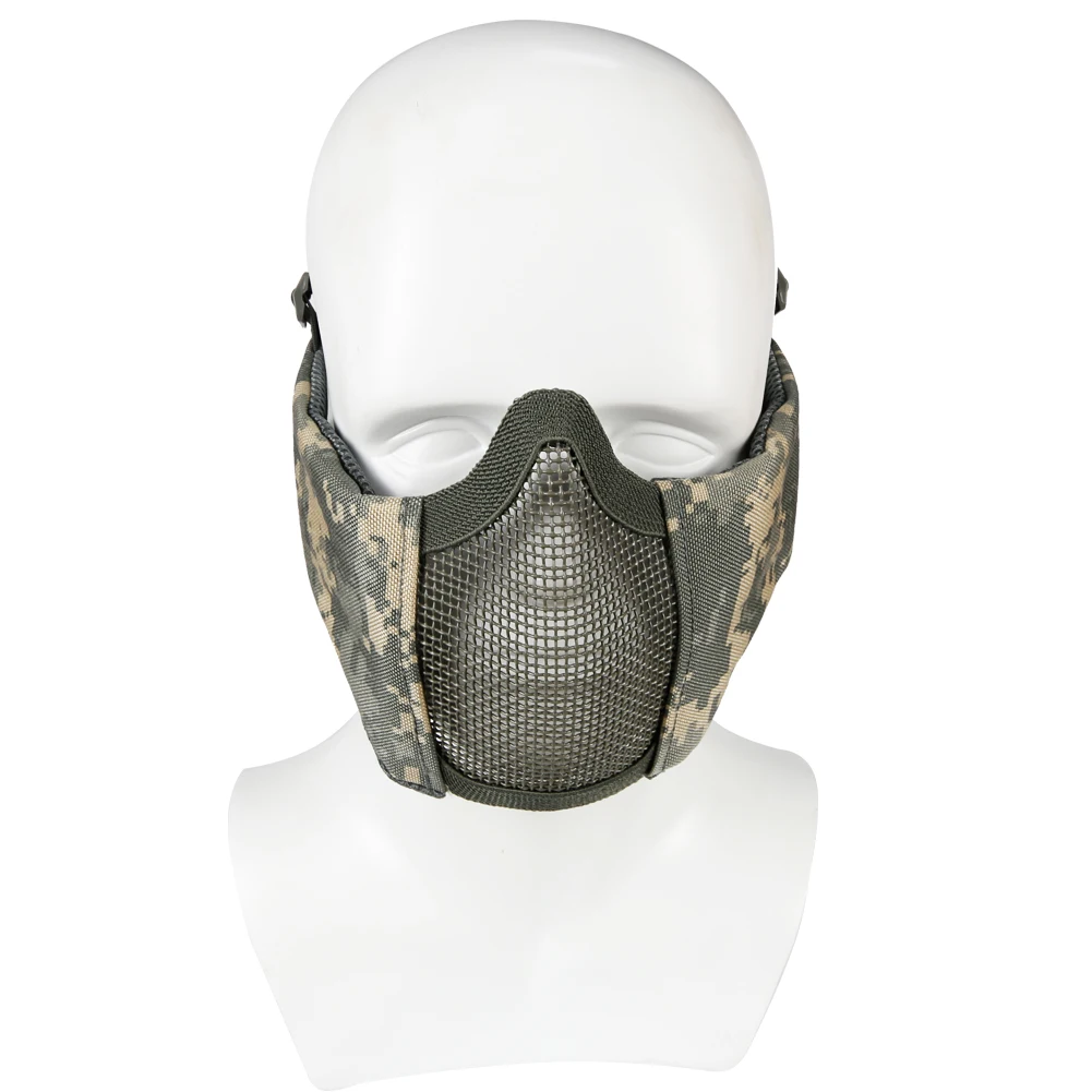 Mascarilla táctica de malla de acero para Airsoft Paintball BB, máscara protectora para la boca y la nariz, accesorio de tiro de media cara - imagen 2
