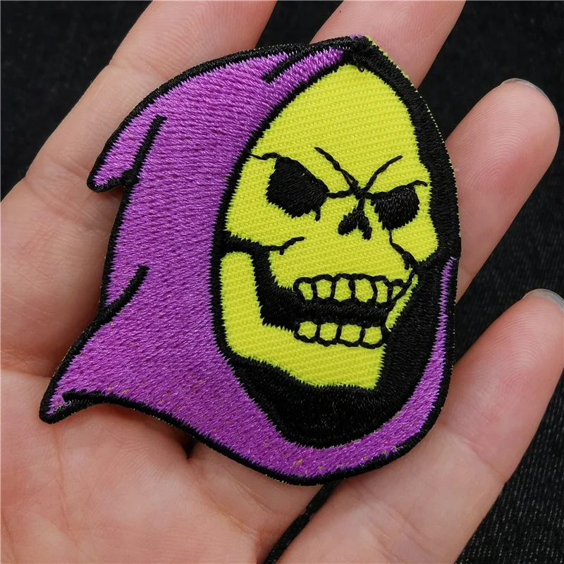 Parches bordados de calavera fantasma Hippie para ropa, Parche de chaqueta Punk DIY, blanco y negro de planchado pegatina, insignias de póker, bruja y serpiente - imagen 5