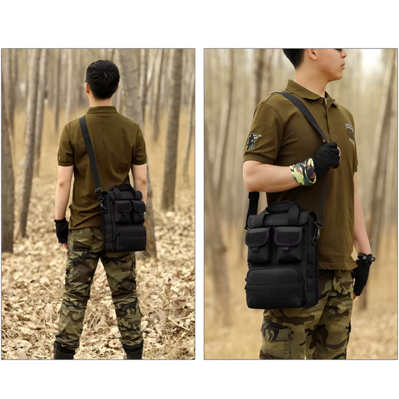 Bolso de hombro multifunción para acampar al aire libre, bandolera táctica de nailon, Camuflaje, Ejército - imagen 5