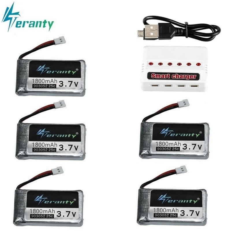 Batería Lipo de 3,7 V, 1800mAh, 903052, cargador para Syma X5, X5C, X5SW, X5SC, X5S, X5SC-1, M18, H5P, RC, Quadcopter, 3,7 V