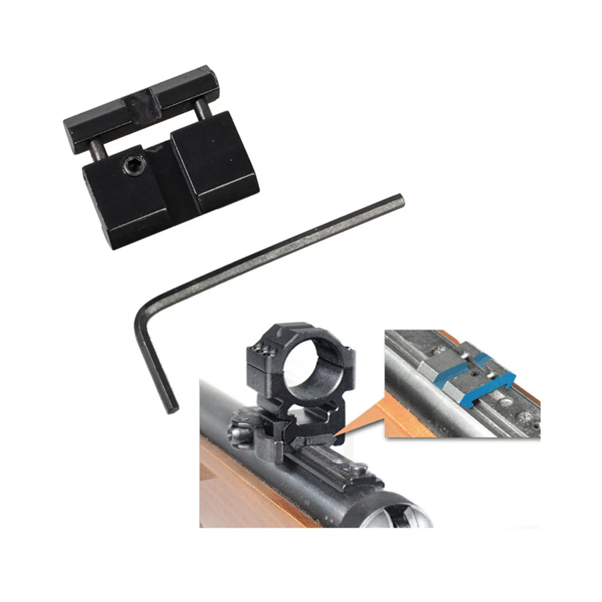 SKWgear SKWoptics-adaptador de alcance, montaje de cola de milano de 11mm a montaje en riel Picatinny de 21mm, conversión de anillo para Rifle de caza - imagen 2