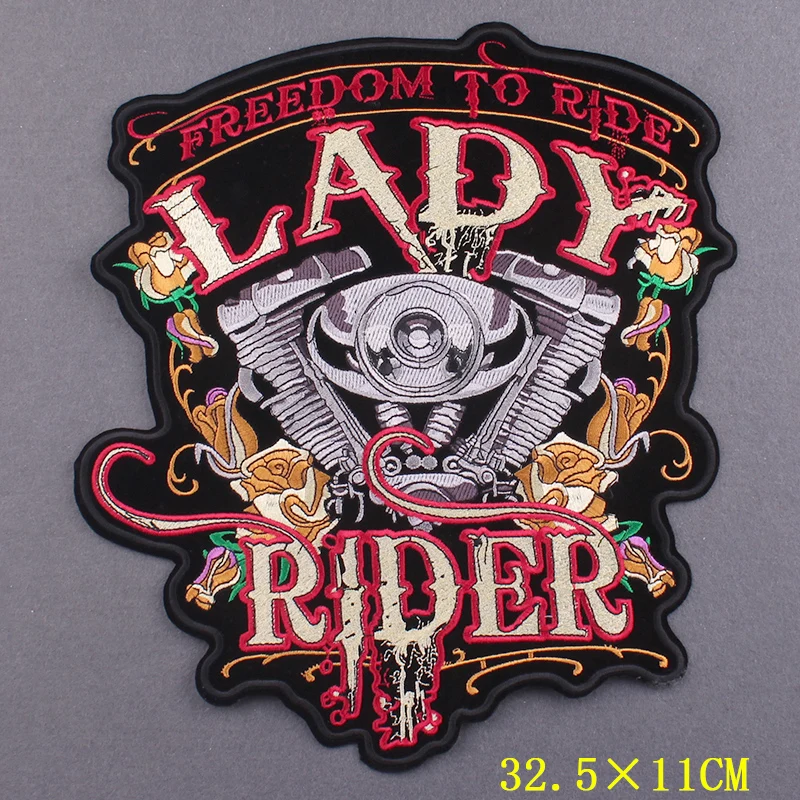Parches bordados de motorista Punk para ropa, parches térmicos adhesivos, Parche de calavera grande, parches para planchar en la ropa, accesorio de Stirpes - imagen 4