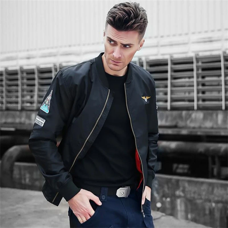 Abrigo de invierno impermeable para hombre, chaqueta Bomber bordada, gruesa chaqueta militar para motocicleta, cazadora de la Fuerza Aérea Ma-1 - imagen 2