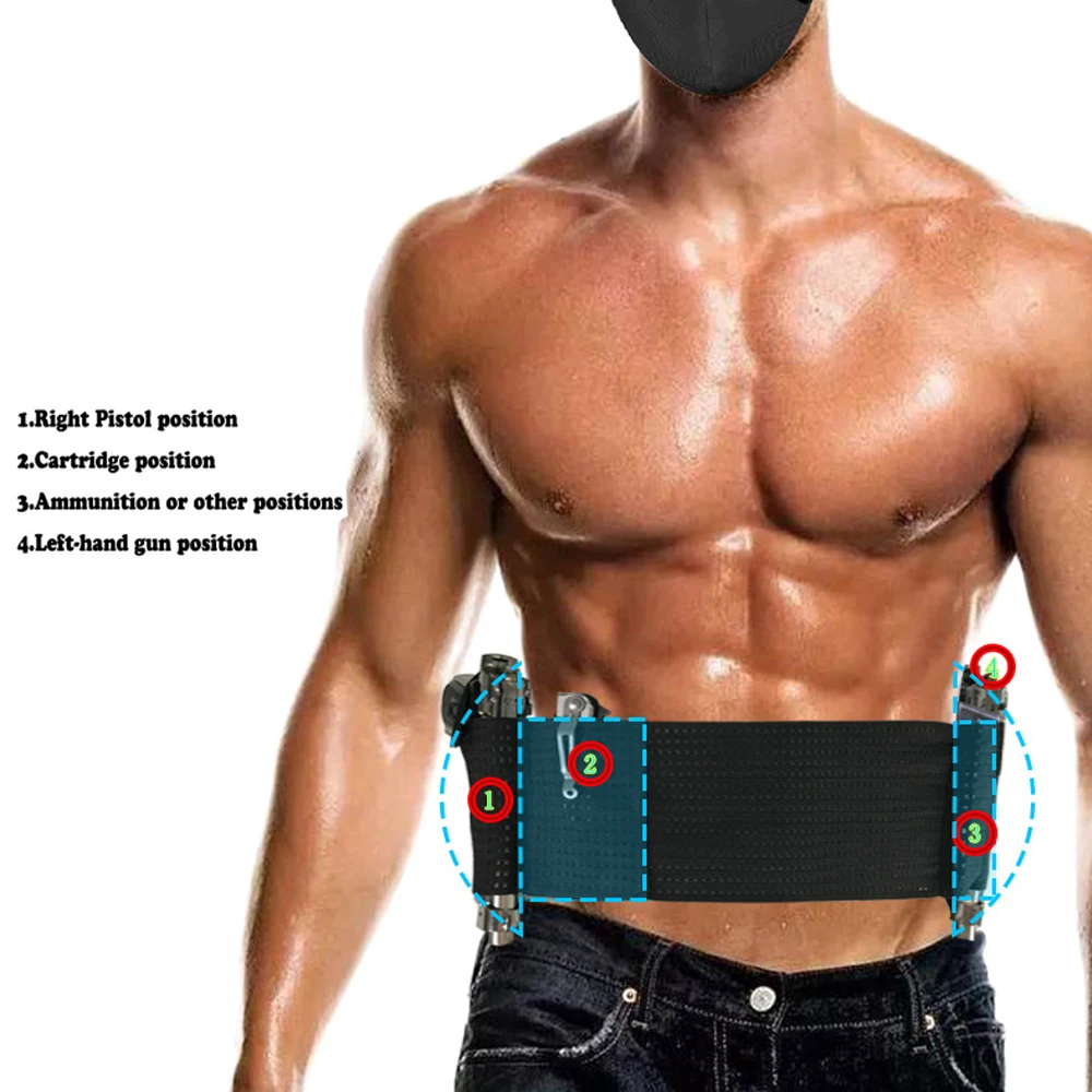 Funda para cinturón, fundas para pistola, cinturón ancho elástico, caza al aire libre, tiro, funda para pistola oculta portátil, funda para pistola, cinturón - imagen 3