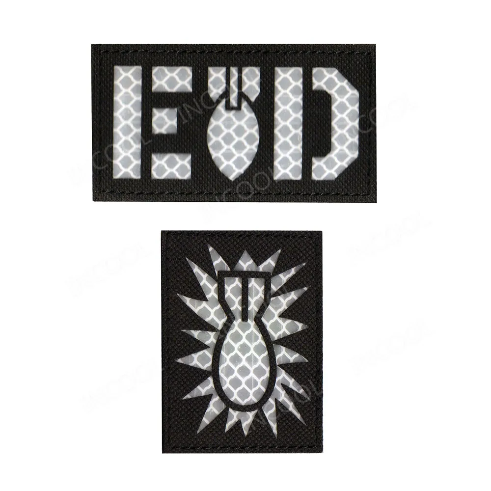 Parches reflectantes infrarrojos EOD, parches tácticos, insignias de tela que brillan en la oscuridad, pegatina de bucle de gancho para ropa de gorra - imagen 3