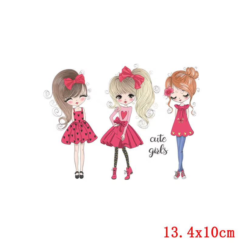 DIY alas belleza pegatinas térmicas impresas amigos chica transferencia de calor baile princesa transferencia moda chica pegatinas decoración - imagen 2