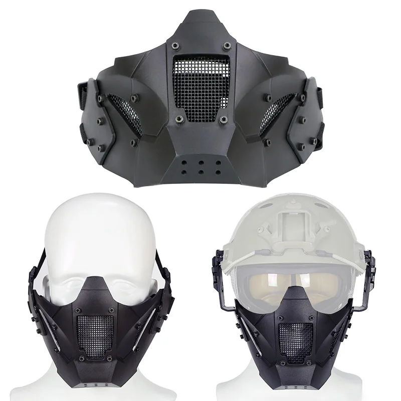 Airsoft-mascarilla táctica para Paintball, Máscara protectora de media cara, malla de acero y Metal, equipo CS Wargame, caza - imagen 5