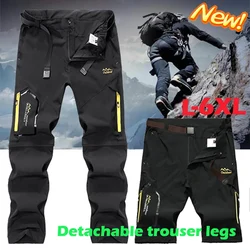Novedad de verano, pantalones de asalto desmontables para hombre, impermeables, transpirables, para senderismo, Camping, pesca, escalada, pantalones de talla grande 6XL