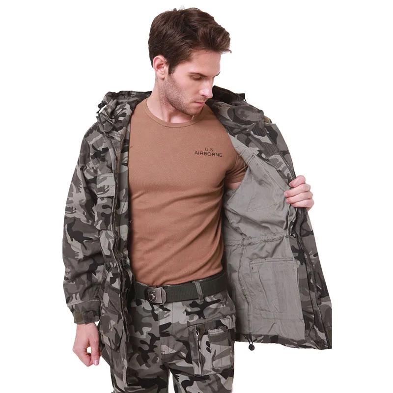 Uniforme de caza M65 para hombre, gabardina de camuflaje sólido, chaqueta táctica de la Fuerza Aerotransportada 101st, ropa masculina - imagen 4