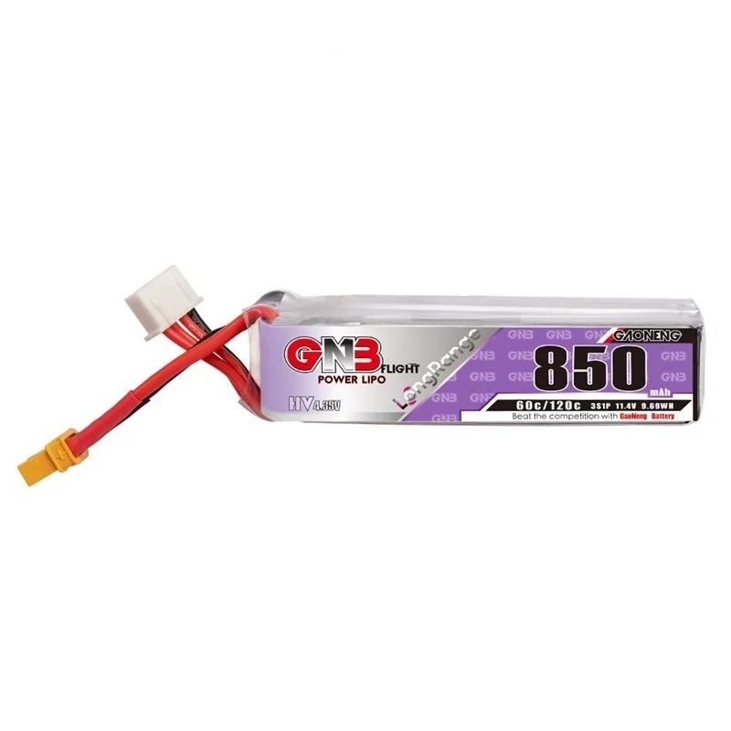 Batería Lipo de 2/4 piezas Max 120C GNB 850mAh 3S 11,4 V HV enchufe de XT30U-F/XT60U-F para Dron de carreras FPV 4 ejes UAV Quadcopter RC - imagen 2