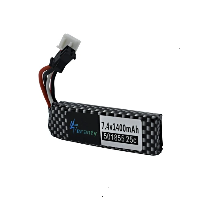 TERANTY-batería Lipo para pistola de agua 2S, 7,4 V, 1400mAh, 25C, 501855, para Mini Airsoft BB, pistola de aire, juguetes eléctricos, piezas RC, 5 unidades por juego - imagen 3