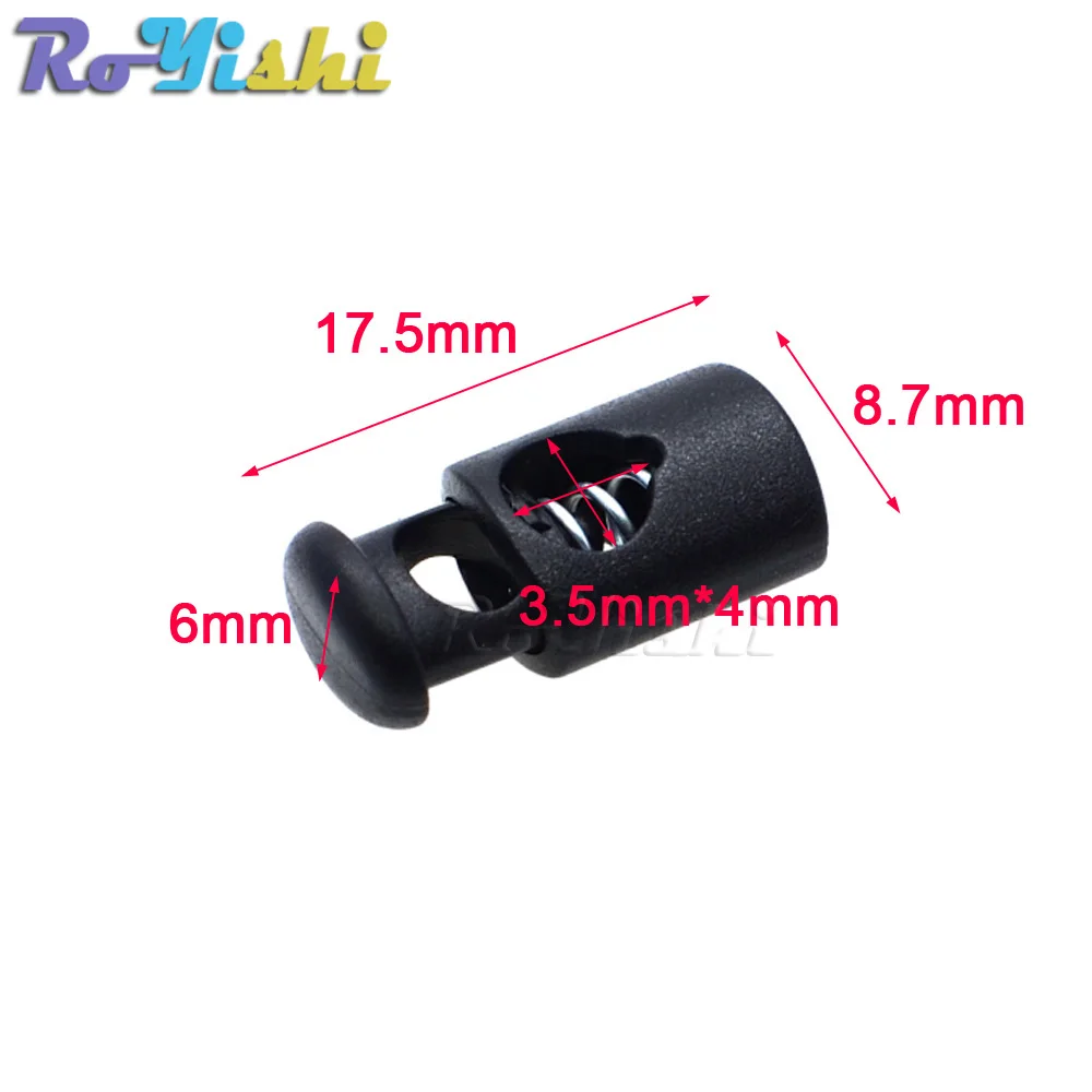 100 unids/paquete de tope de bloqueo de cable, cilindro, Clip de palanca de plástico para accesorios de ropa, color negro, Envío Gratis - imagen 2
