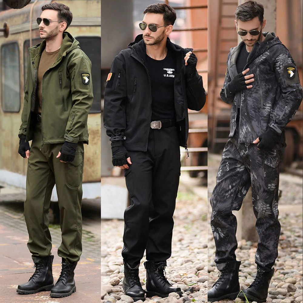 Ropa de caza para hombre, chaqueta y pantalones de caza resistentes al agua, silenciosos, de camuflaje, a prueba de viento, con capucha para exteriores - imagen 2