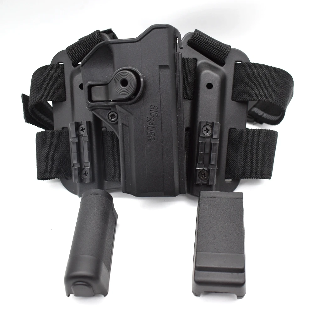 Funda táctica para pierna de caída para pistola de Airsoft P250, funda para muslo con soporte para linterna, bolsa para revistas - imagen 4