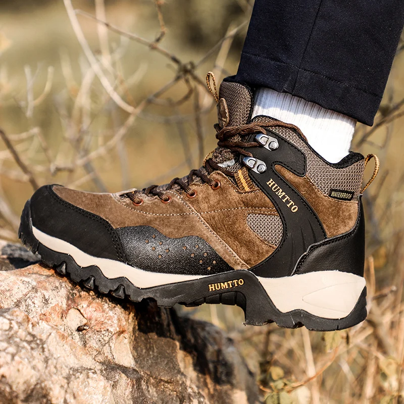 HUMTTO-zapatos de senderismo para hombre y mujer, zapatillas de deporte al aire libre, botas de caza de cuero impermeables, botines tácticos de senderismo, botas de nieve - imagen 4