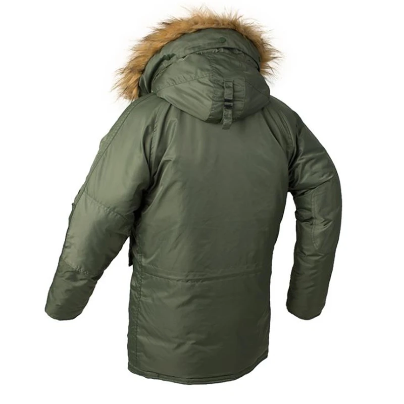 Chaqueta de plumón gruesa informal para hombre, Parka acolchada de algodón, chaqueta militar de piloto de la Fuerza Aérea, chaqueta Bomber táctica con cuello de piel grande, Invierno - imagen 4