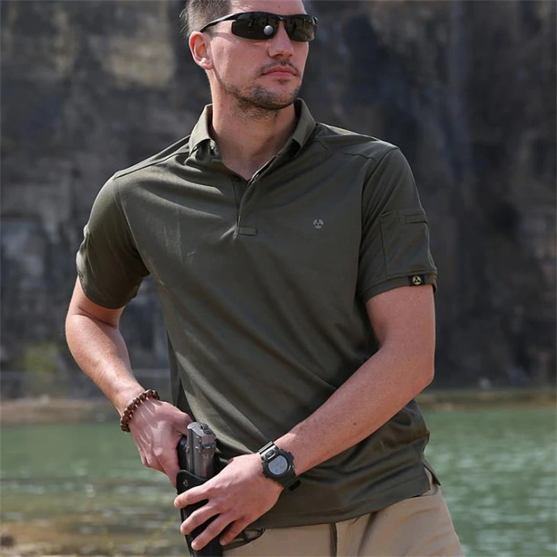 Polo de manga corta para hombre, camiseta de secado rápido para exteriores, camiseta informal transpirable para Golf y senderismo - imagen 4