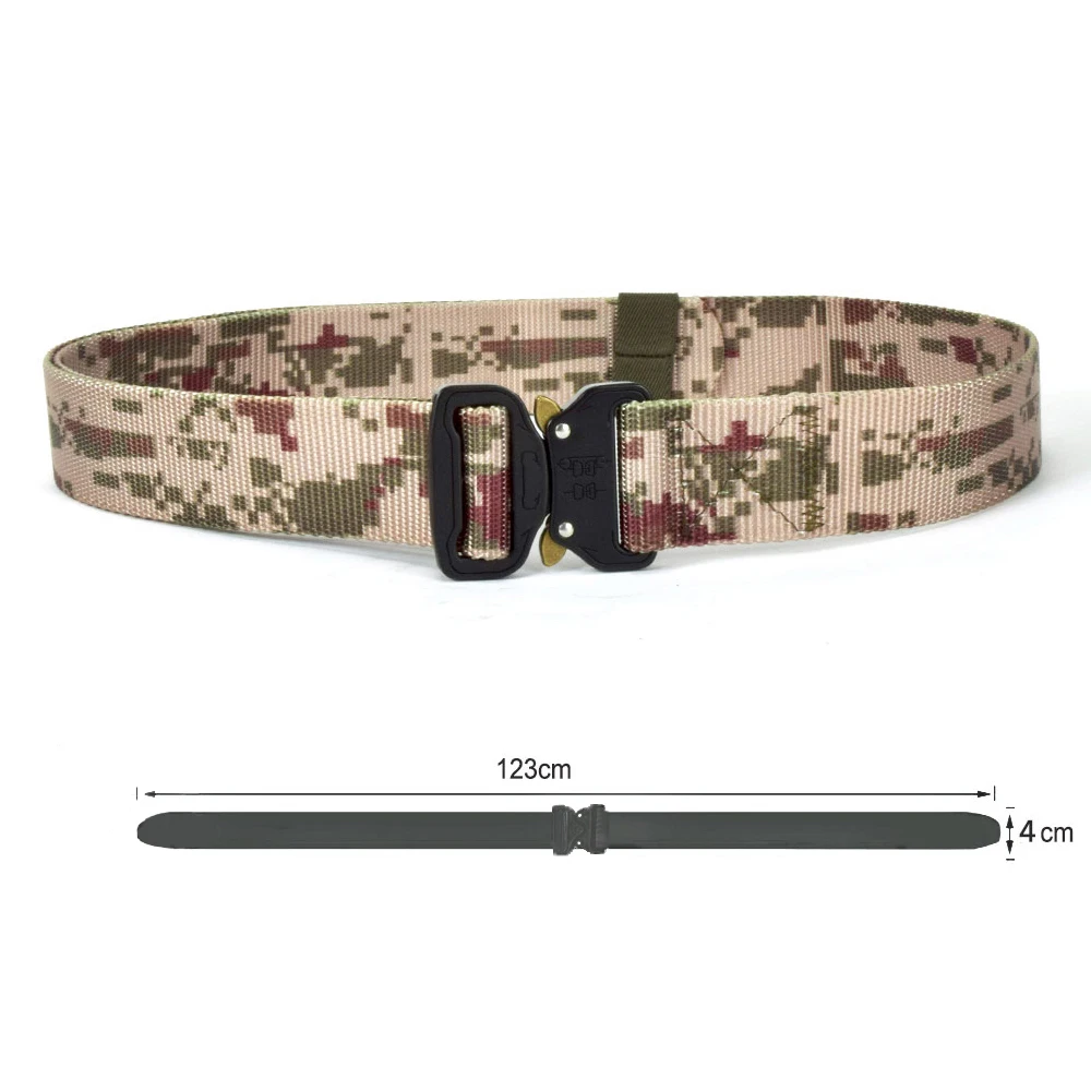 Cinturón táctico ajustable para hombre, gruesa hebilla de Metal, cinturón de nailon resistente, cinturones de combate, accesorios de caza multicamuflaje - imagen 2