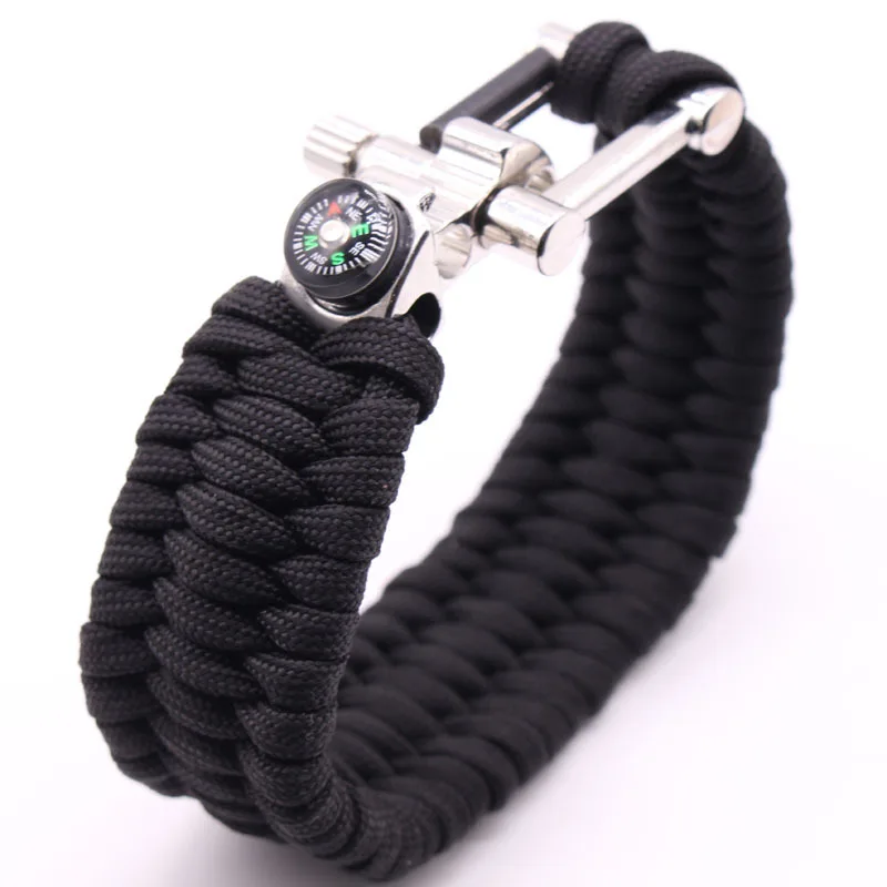 Pulsera de acero inoxidable para acampar al aire libre para hombres, cuerda de paracaídas Paracord, pulsera de supervivencia, joyería trenzada hecha a mano - imagen 2