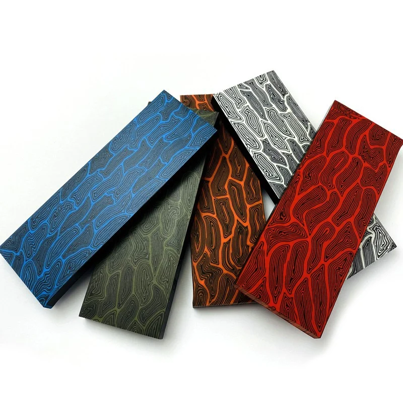 1 pieza G10 Material compuesto Damasco patrón de concha de tortuga cuchillo mango de tirachinas DIY hacer parches de escala de agarre Accesorios - imagen 2