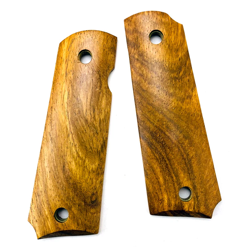 2 piezas 1911 empuñaduras de madera de pera amarilla africana empuñaduras parche empuñaduras personalizadas empuñaduras CNC - imagen 4