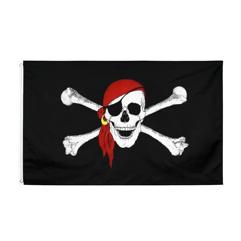FLAGLAND Bandera pirata calavera Jolly Roger con huesos cruzados - imagen 3