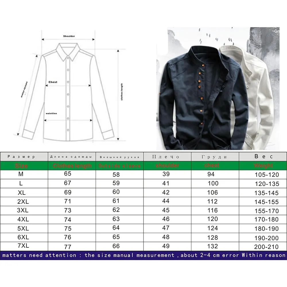 Blusa informal de lino y algodón para hombre, camisa de manga larga con cuello levantado, M-7Xl talla grande, primavera y otoño, 2023 - imagen 4