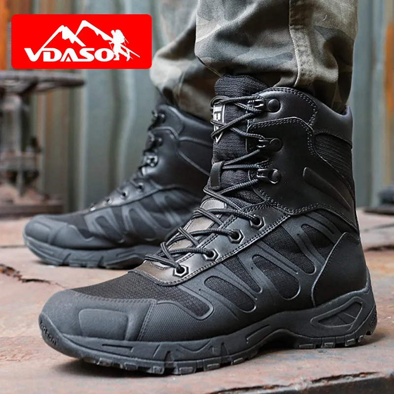 Botas impermeables ultraligeras para hombre, zapatos resistentes al desgaste, antideslizantes, de tubo alto, para entrenamiento al aire libre, acampada, senderismo, 07 - imagen 4