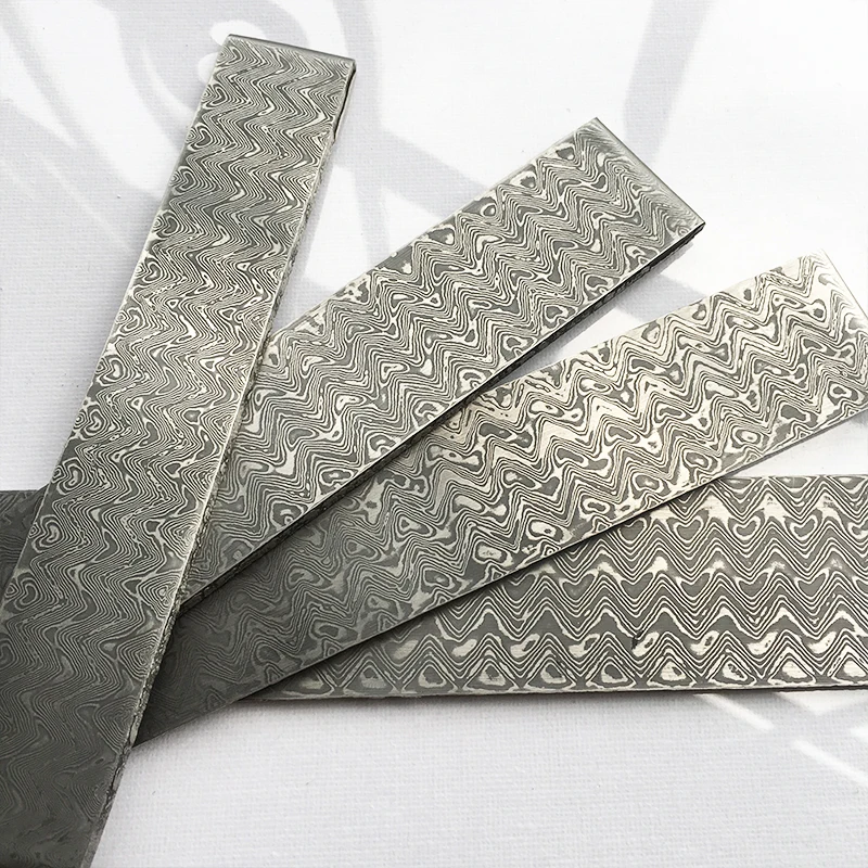 1 pieza de sándwich VG10 de acero damasco con diseño de onda para bricolaje, exquisita fabricación de cuchillos, tratamiento térmico, hoja de cuchillo de acero en blanco - imagen 2