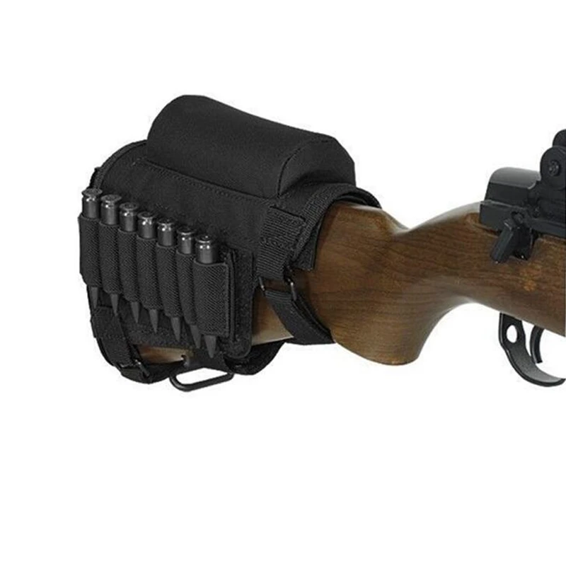 Soporte táctico para apoyar mejillas de Rifle, con 2 bolsas Molle para 8 carcasas de rejilla y 2 alturas diferentes, almohadilla de cuero para mejillas, 22 .223 Cal .30 - imagen 3