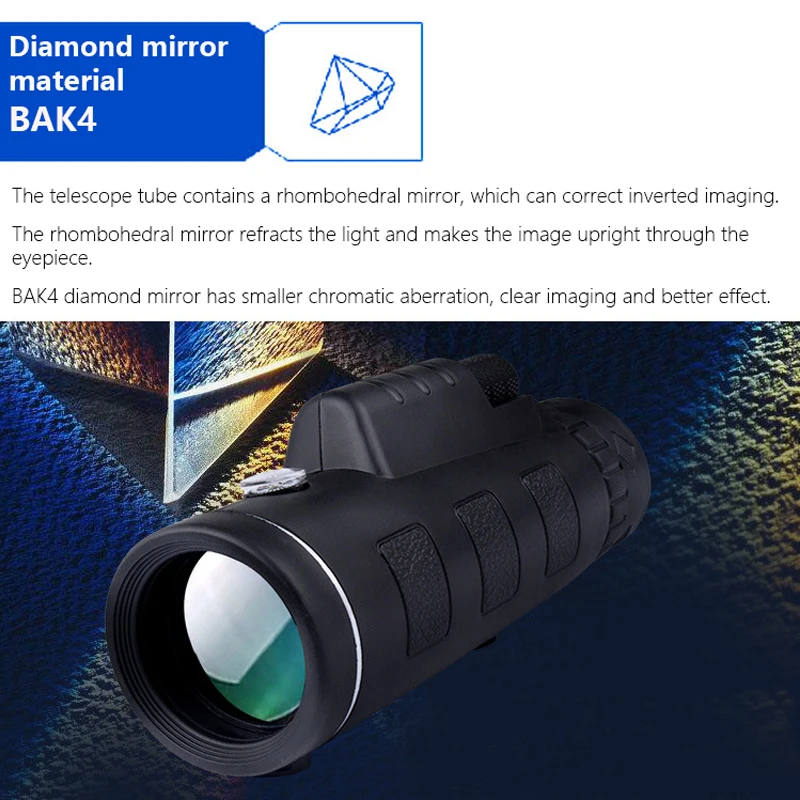 Telescopio Monocular con Zoom de 40x60, alta calidad, resistente al agua, con trípode adjunto y soporte para teléfono inteligente para acampar al aire libre y cazar - imagen 5