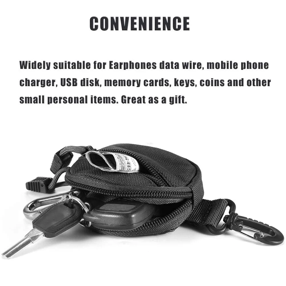 Bolsa táctica EDC 1000D, cartera, monedero portátil para llaves, riñonera de cintura, bolsa para auriculares, Mini llavero para caza - imagen 4