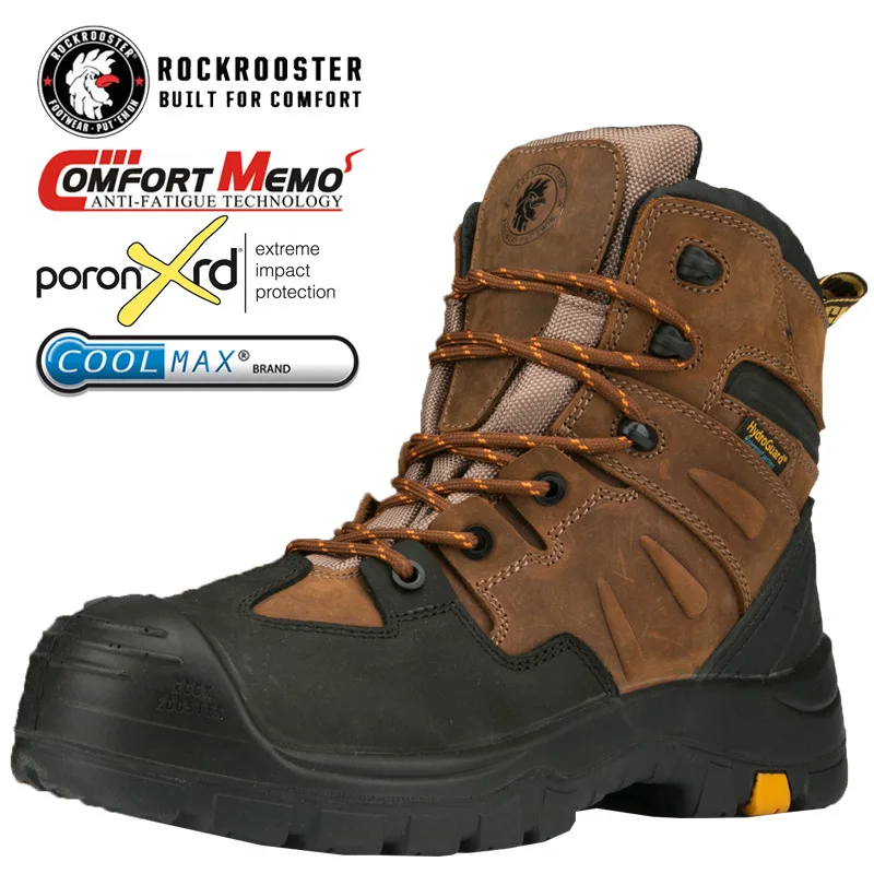 ROCKROOSTER-zapatos de senderismo para hombre, botas de caza impermeables de cuero, zapatos de seguridad para el trabajo, botines tácticos, botas de trekking