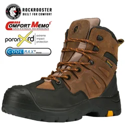 ROCKROOSTER-zapatos de senderismo para hombre, botas de caza impermeables de cuero, zapatos de seguridad para el trabajo, botines tácticos, botas de trekking