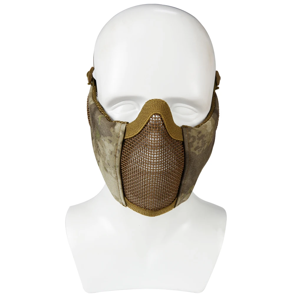 Mascarilla táctica de malla de acero para Airsoft Paintball BB, máscara protectora para la boca y la nariz, accesorio de tiro de media cara - imagen 3