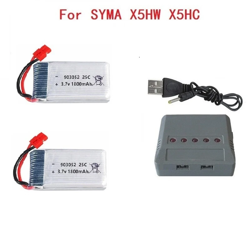Batería recargable de 3,7 v y 1800mAh para KY601S, batería Lipo y cargador para SYMA X5, X5S, X5C, X5SC, X5SH, X5SW, 903052, 3,7 v - imagen 4