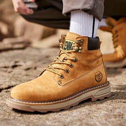 KOWM Botas de Senderismo Piel Vaca Hombre Impermeables