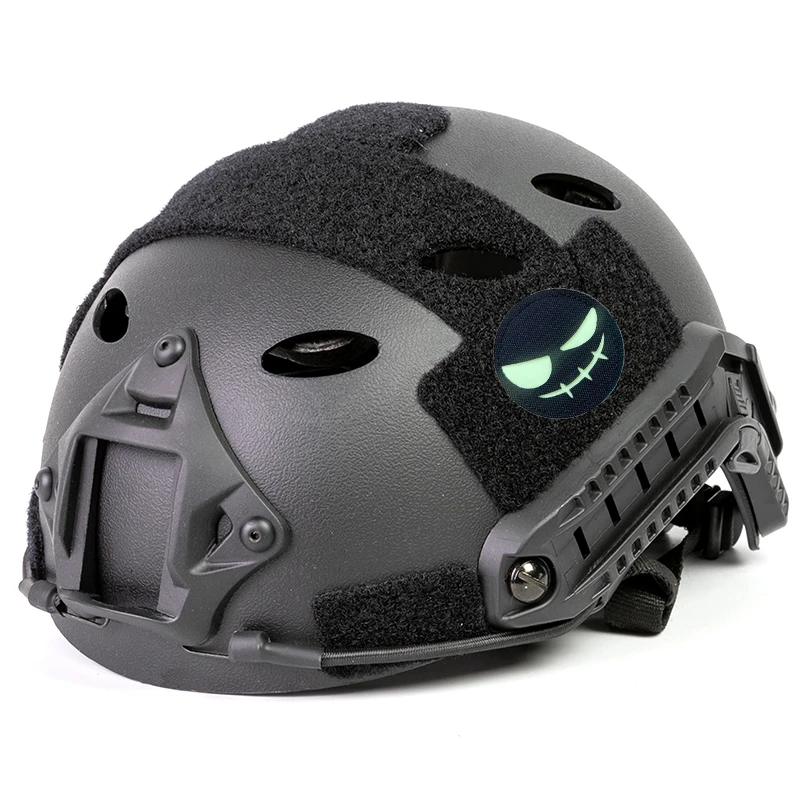 Parche redondo de risa malvada para Halloween, insignia táctica de nailon negro luminoso para ropa, mochila, decoración de sombrero - imagen 5